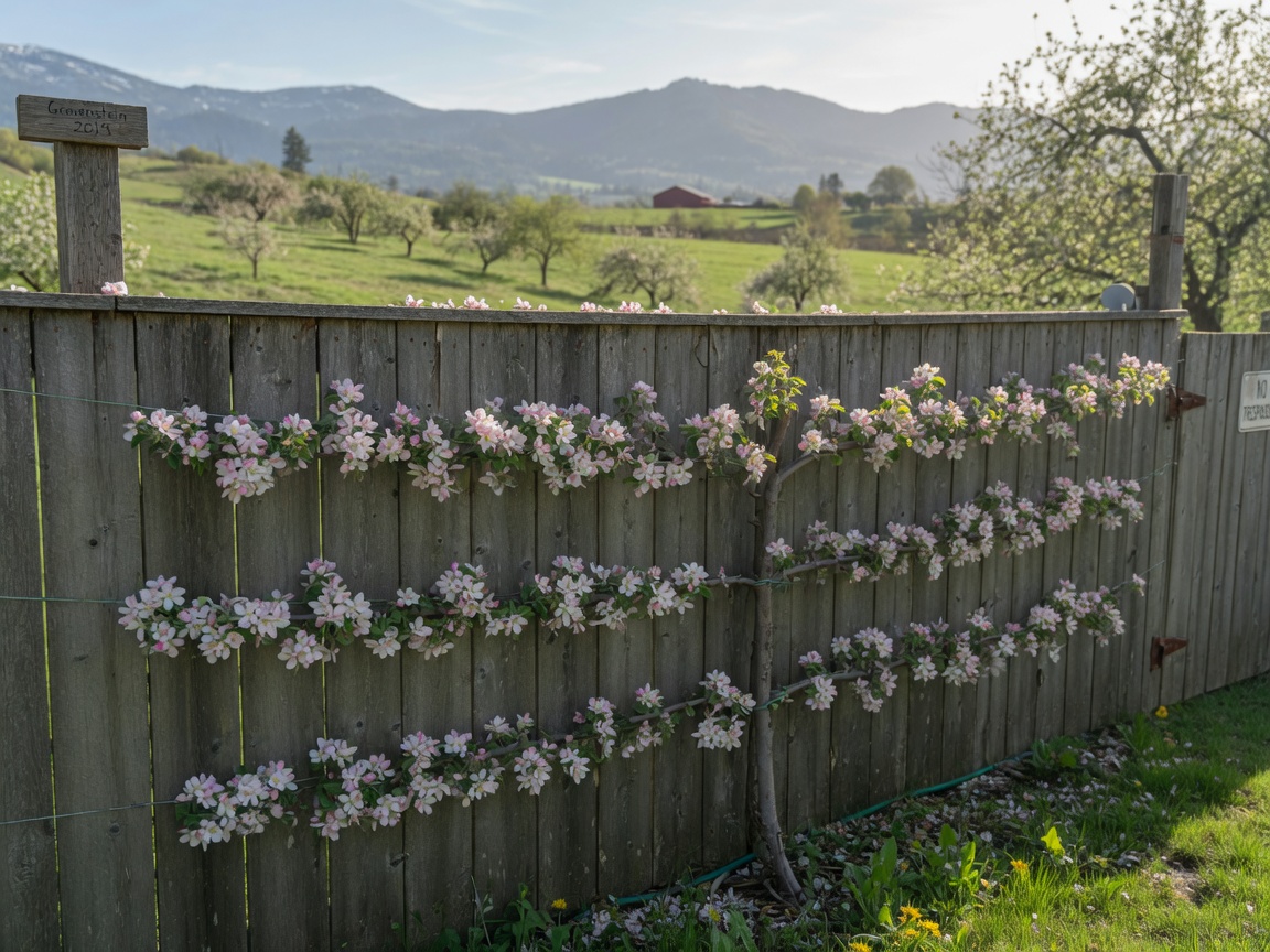 Espalier apple blossom