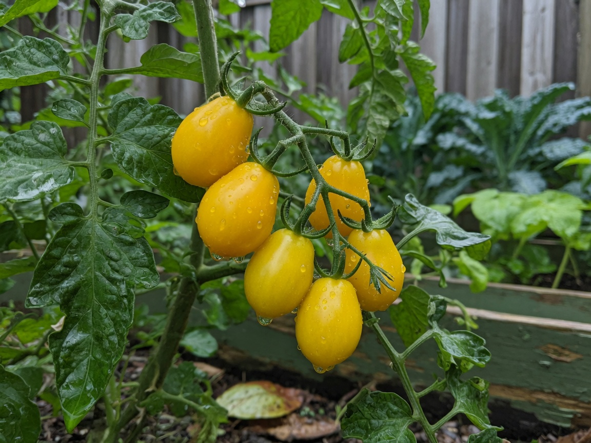 Yellow tomatoes on the vine